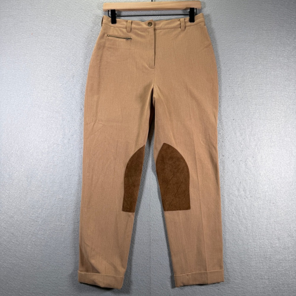 Lauren Ralph Lauren Petite Riding Pants Size‎ 8P Tan Suede Knee Patch